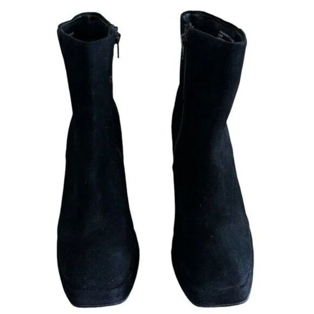 STEVE MADDEN Treasure Black Suede Platform Square Toe &  Heel Booties Size 9.5 - Image 5