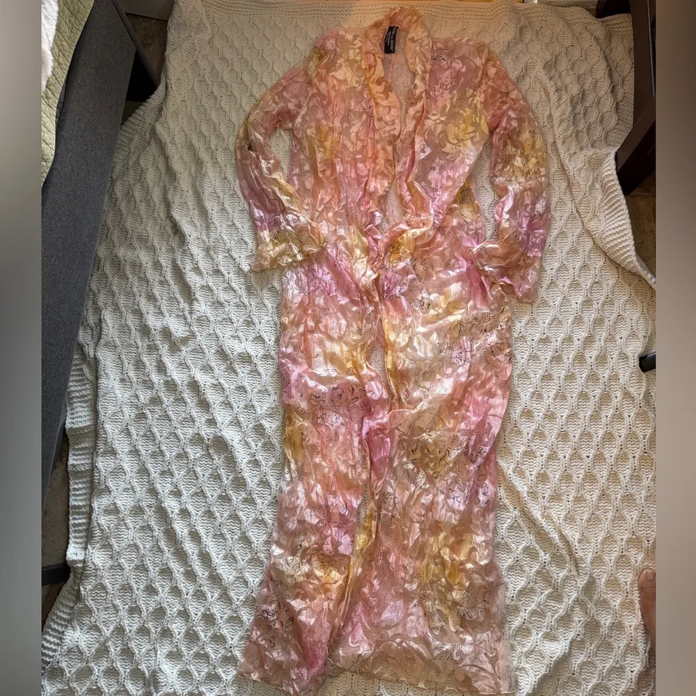 Teatro Dei Sogni by Beppe Bondi Gold and Cream Textured Robe size 14 - Image 6