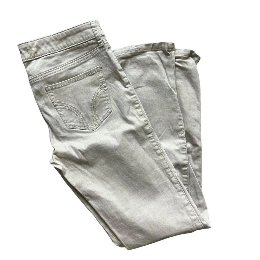 Womens Hollister Tan Khaki Mid Rise Bootcut Jeans Pants - Sz 7 - Image 4