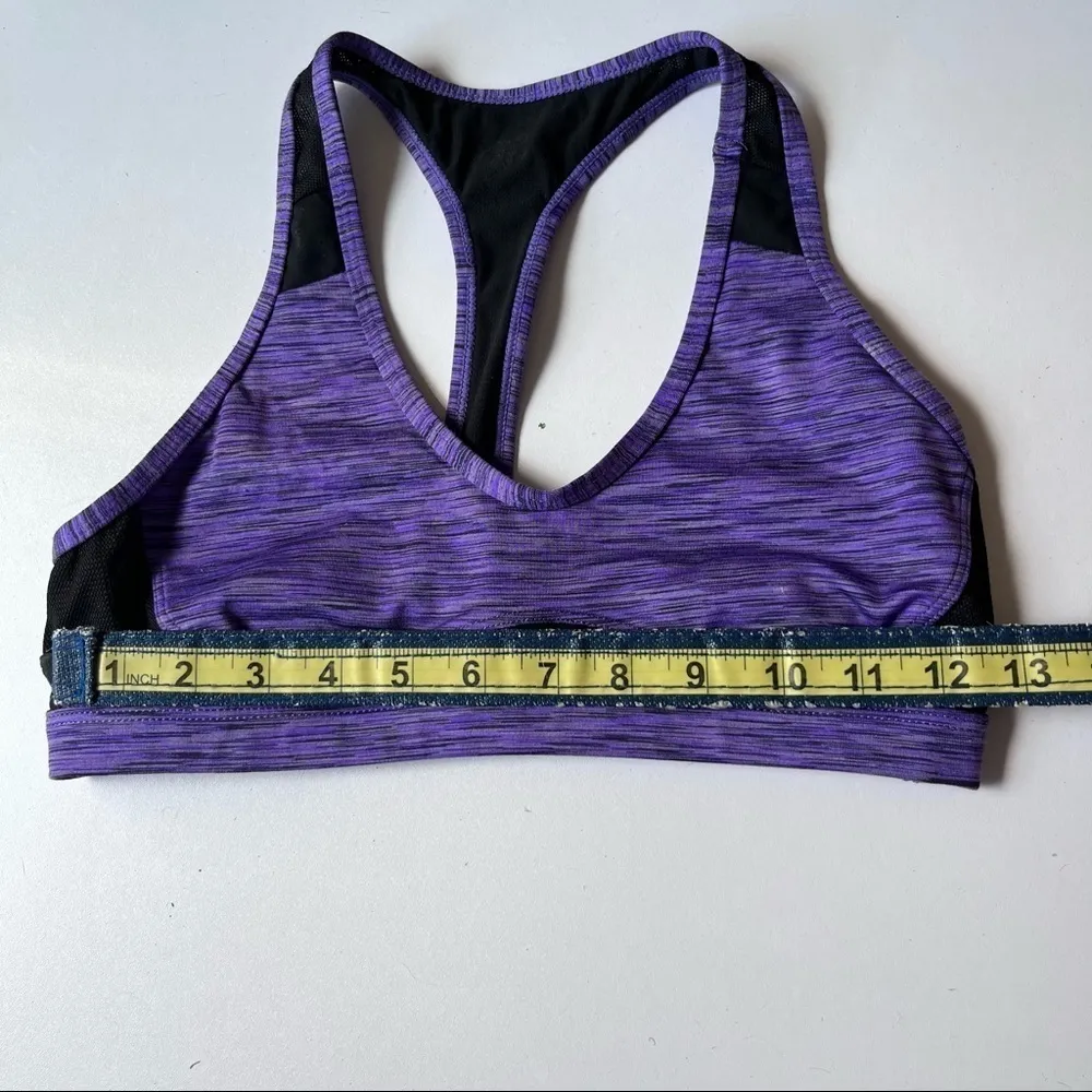 Athletic Performance Racerback Support Sports Bra Purple Black Medium - Image 6