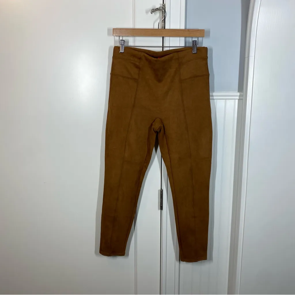 Spanx Faux Suede High Rise Tummy Shaping Leggings in Rich Caramel size large P‎ - Image 3