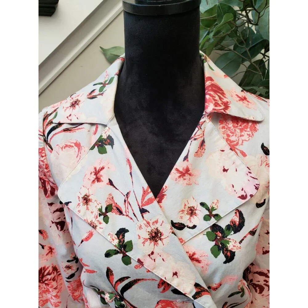 Boutique Women's Beige Floral 100% Cotton Casual Long Sleeve Jacket Size S/P - Image 4