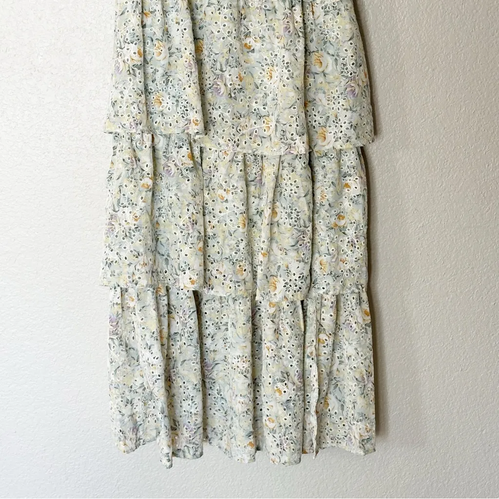 ASTR Midsummer Floral Tiered Maxi Dress Ruffle Boho Romantic Size L NEW‎ - Image 7