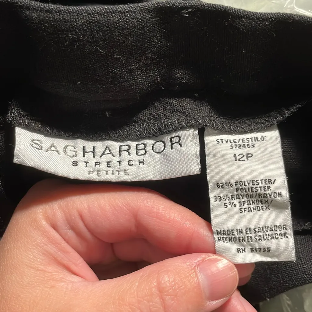 Sag Harbor Stretch Petite 12P Basic Black High Waisted Front Slit Midi Skirt - Image 6