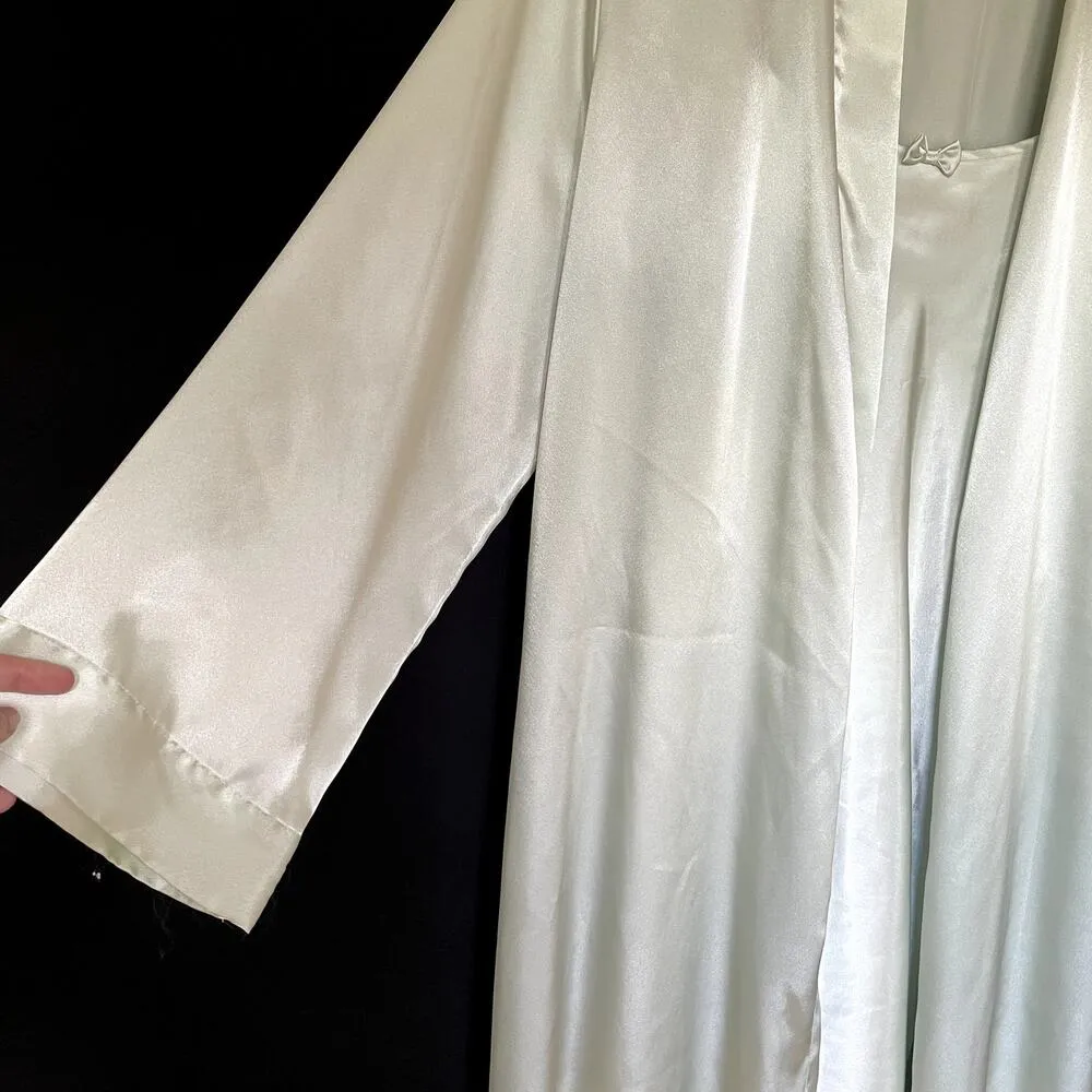 Morgan Taylor Intimates light sage green robe and slip dress set women's size L Size L - Image 4