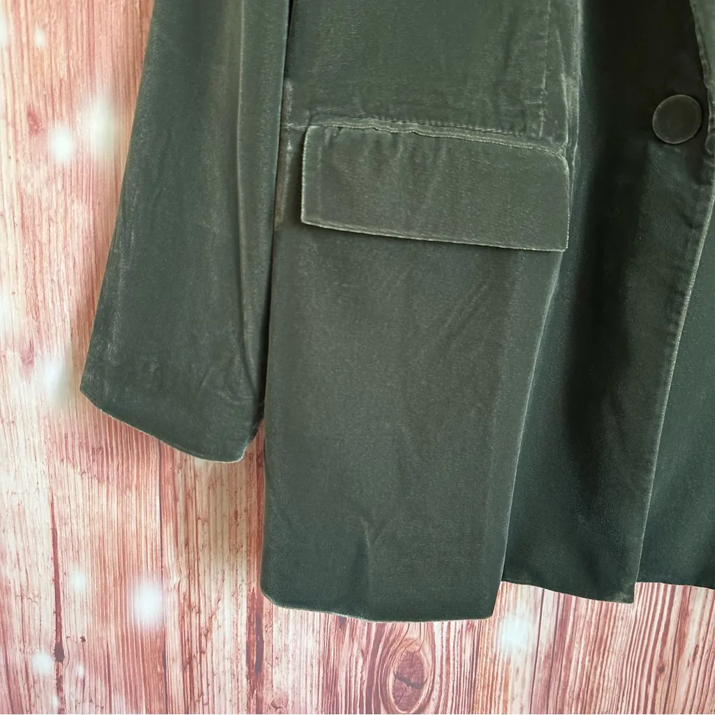 Open Edit Green Relaxed Fit Velvet Blazer - Image 10
