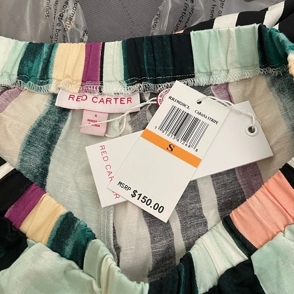 NWT Red Carter Linen Blend Cabana Striped Pants - Image 4