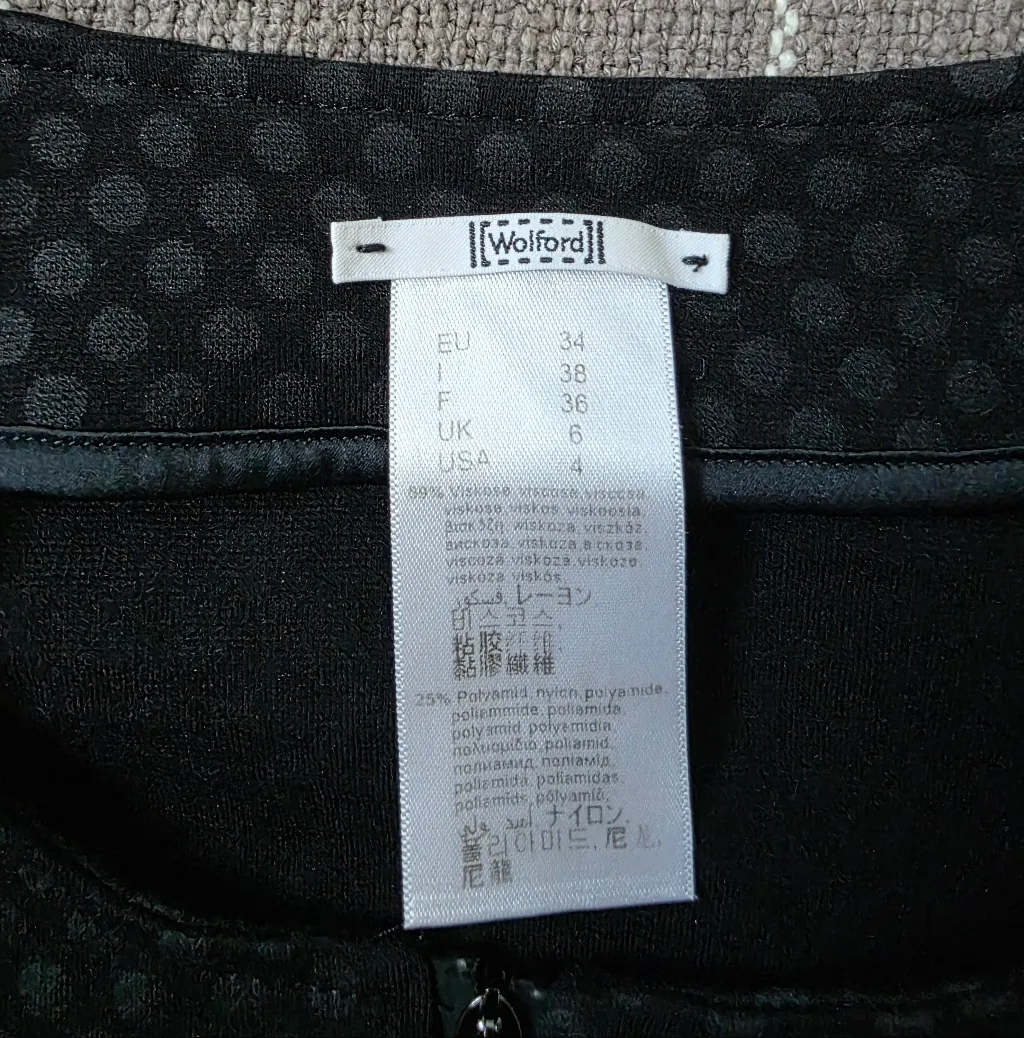 Wolford Polka Dot Zip Up Jacket Black Size 4 - Image 2