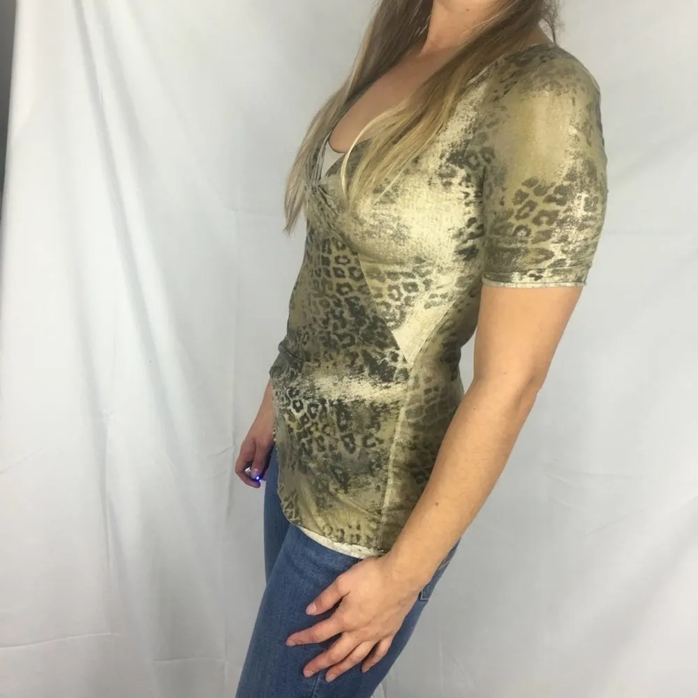 Calvin Klein Animal Print Knot Front Top S - Image 7