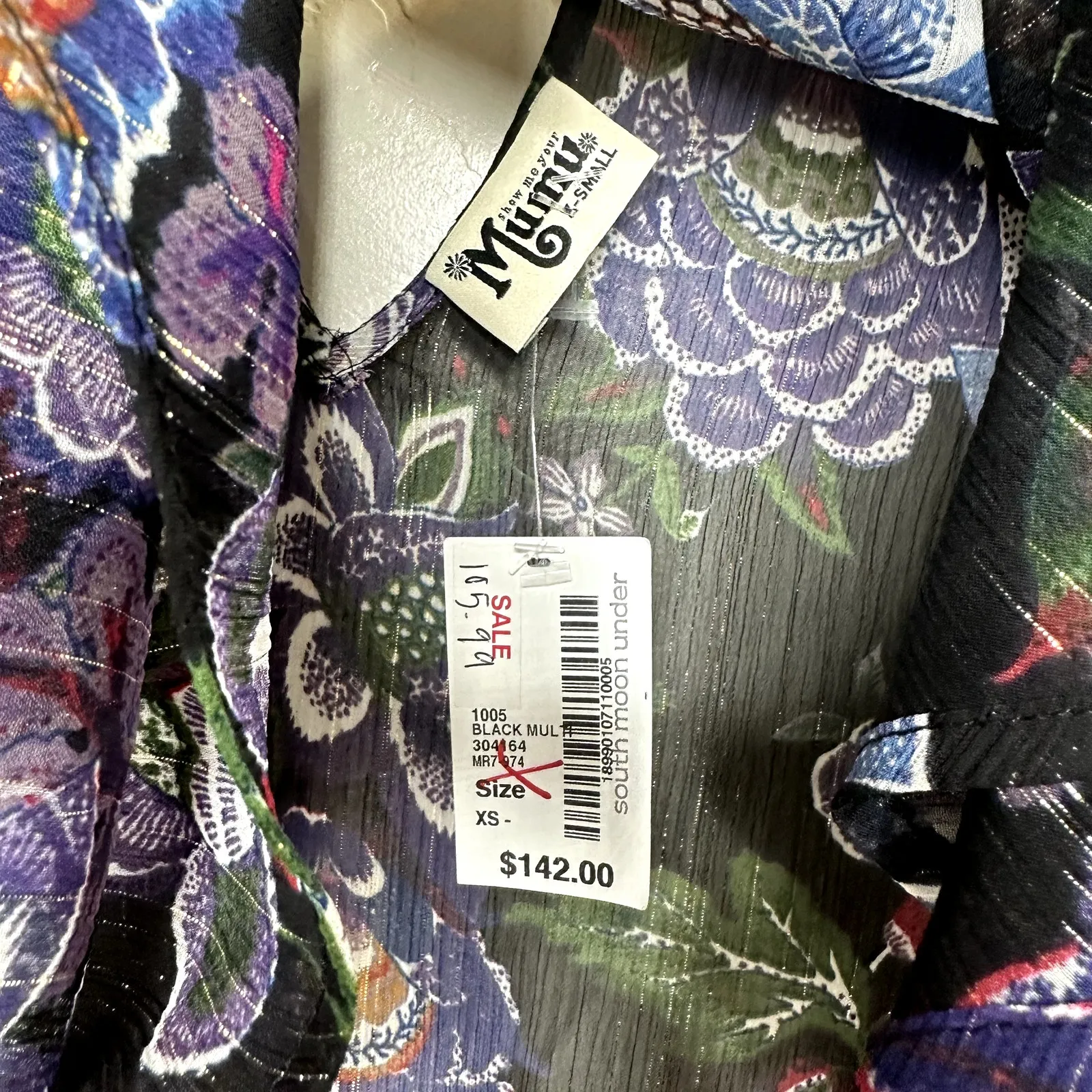 Show Me Your Mumu NWT Olsen City Nights Glimmer Floral V-neck Bell Sleeve Blouse - Image 9