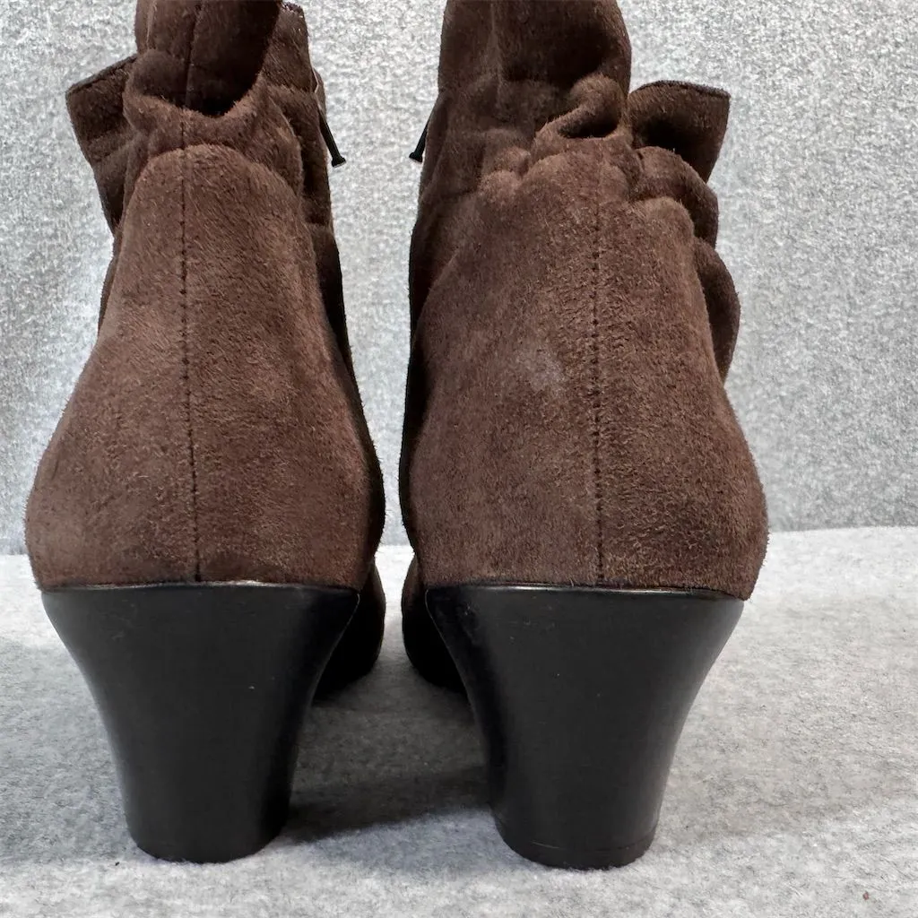 Munro Women's Brown Suede Ankle Booties Scrunch Heel Comfort Casual Size 8.5 - Image 2