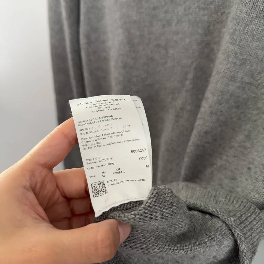 Escada Sport Medium Virgin Wool Viscose Blend Sweater Grey Crew Neck Gray - Image 6