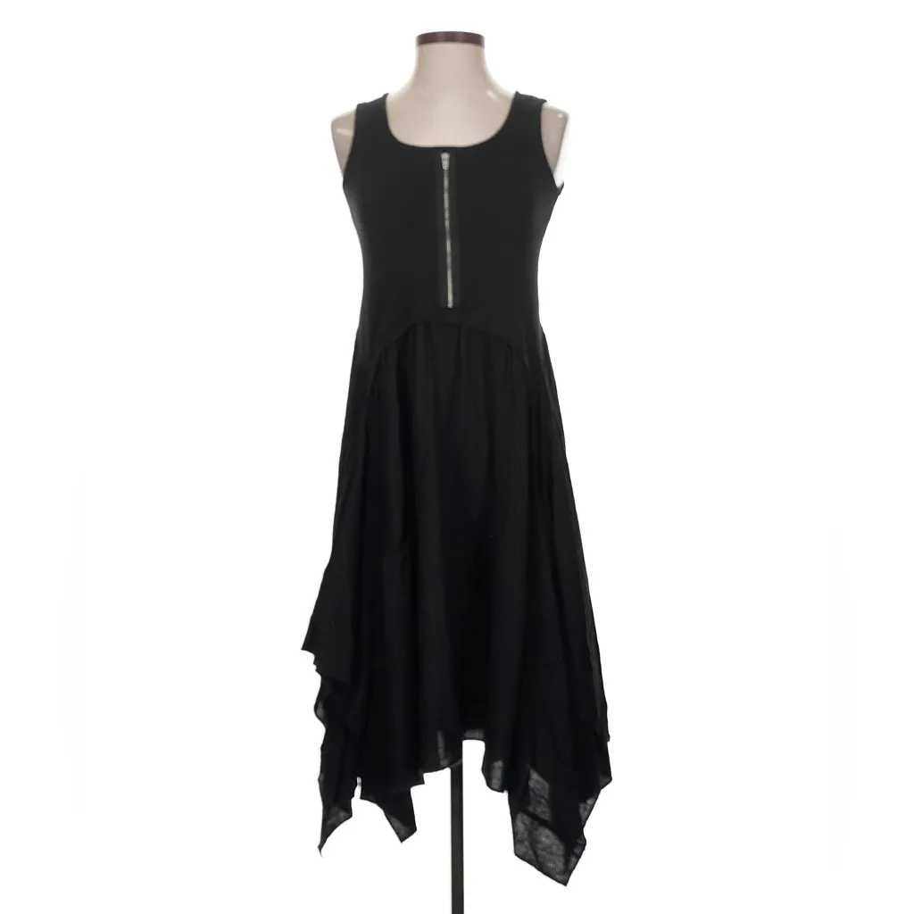 For Cynthia Women's Linen Blend Lagenlook Sleeveless Whimsigoth Black Dress Sz M - Image 3