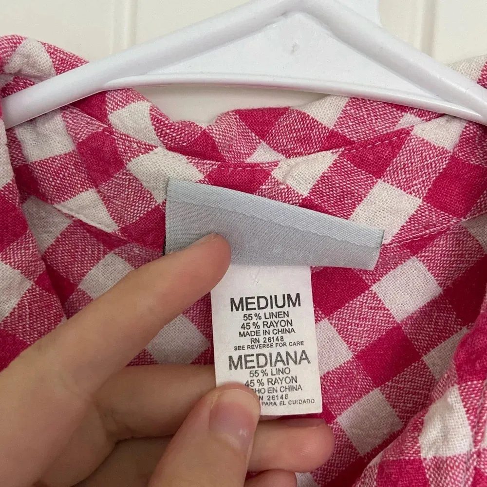 Vintage Jaclyn Smith classic women’s sleeveless gingham linen blend top — medium - Image 4