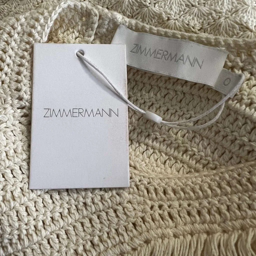Zimmermann Waverly Crochet Crewneck Top Cream US 4 Size 0 NWT Resort Luxury - Image 11