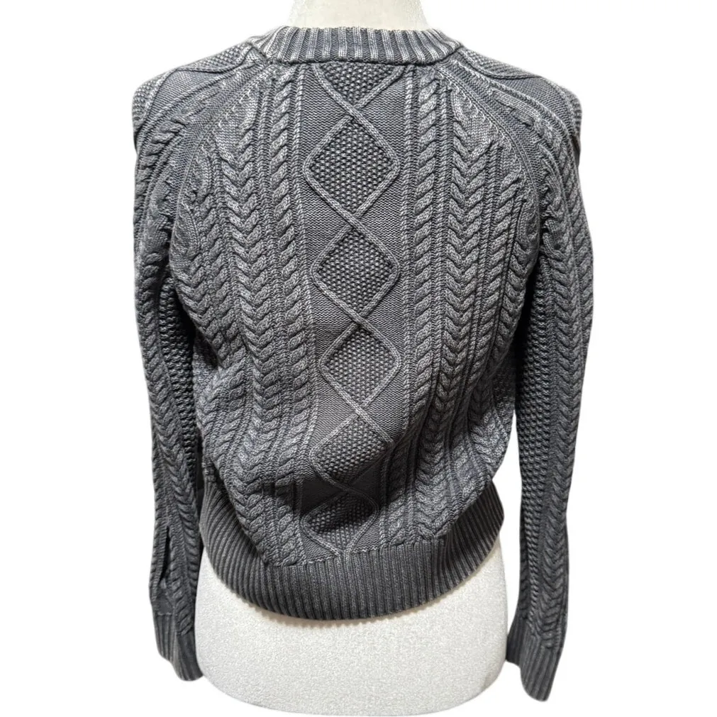 Faherty Organic Cotton Cable Knit Crewneck Sweater – Gray(Phantom) – Size Small - Image 5
