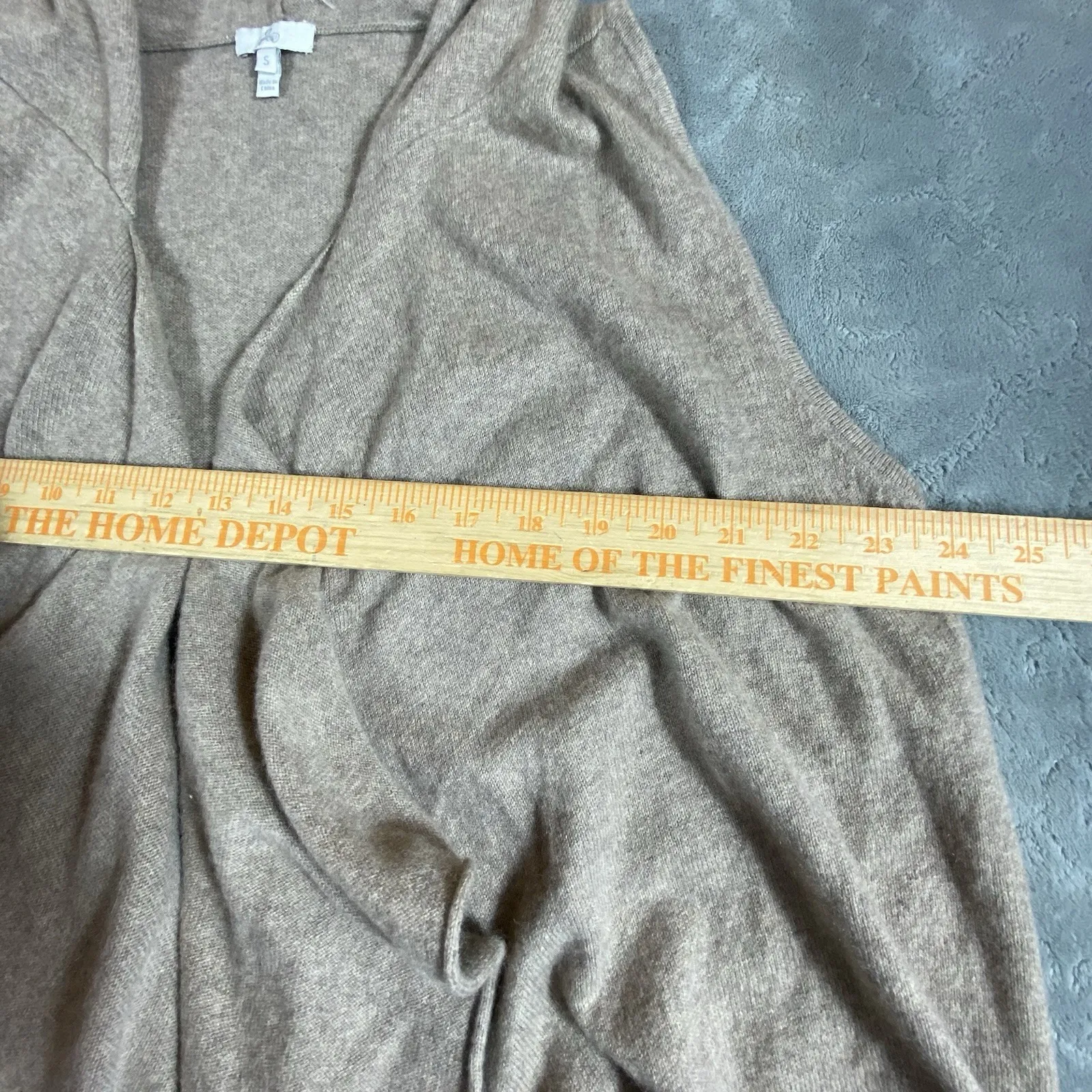 Joie Cashmere Hooded Cardigan Small Waterfall Open‎ Front Sleeveless Beige Soft - Image 8