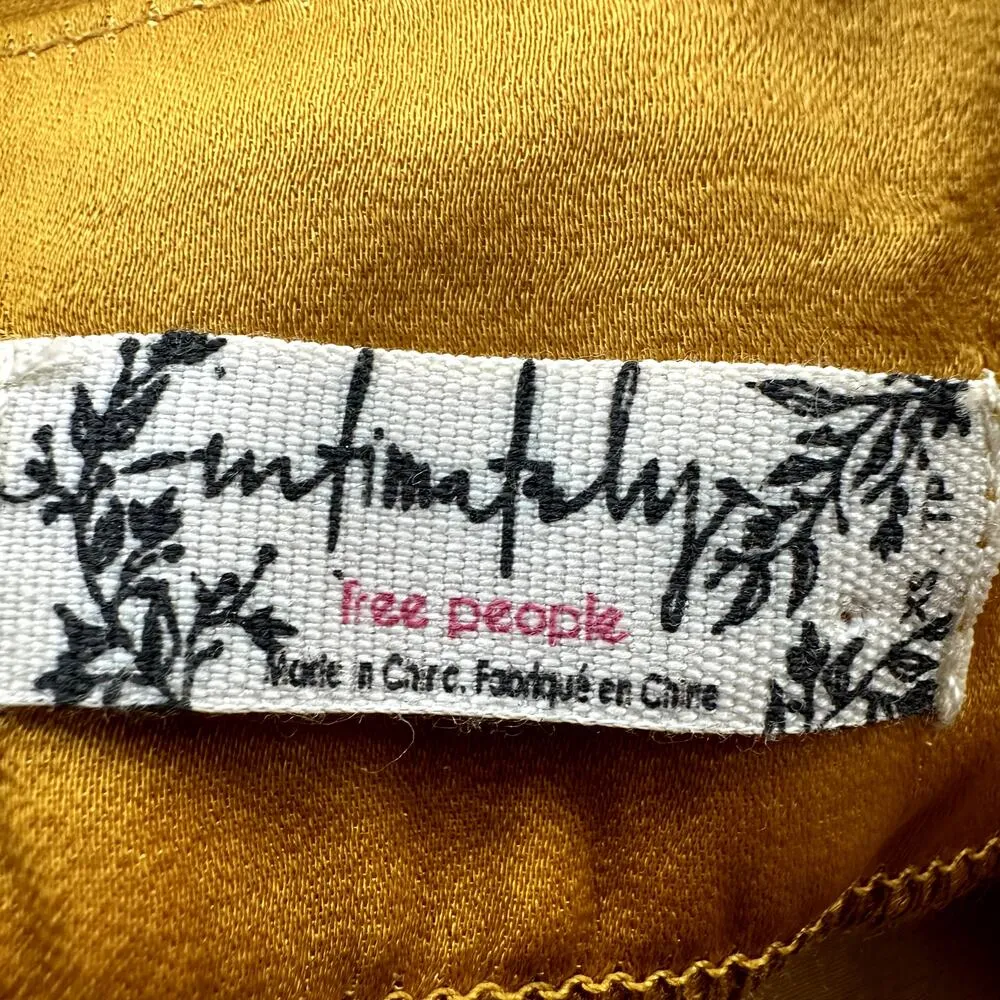 Free People Move Lightly Satin Tank Top Floral Scoop Neck Cami Yellow Pink XS - Image 3