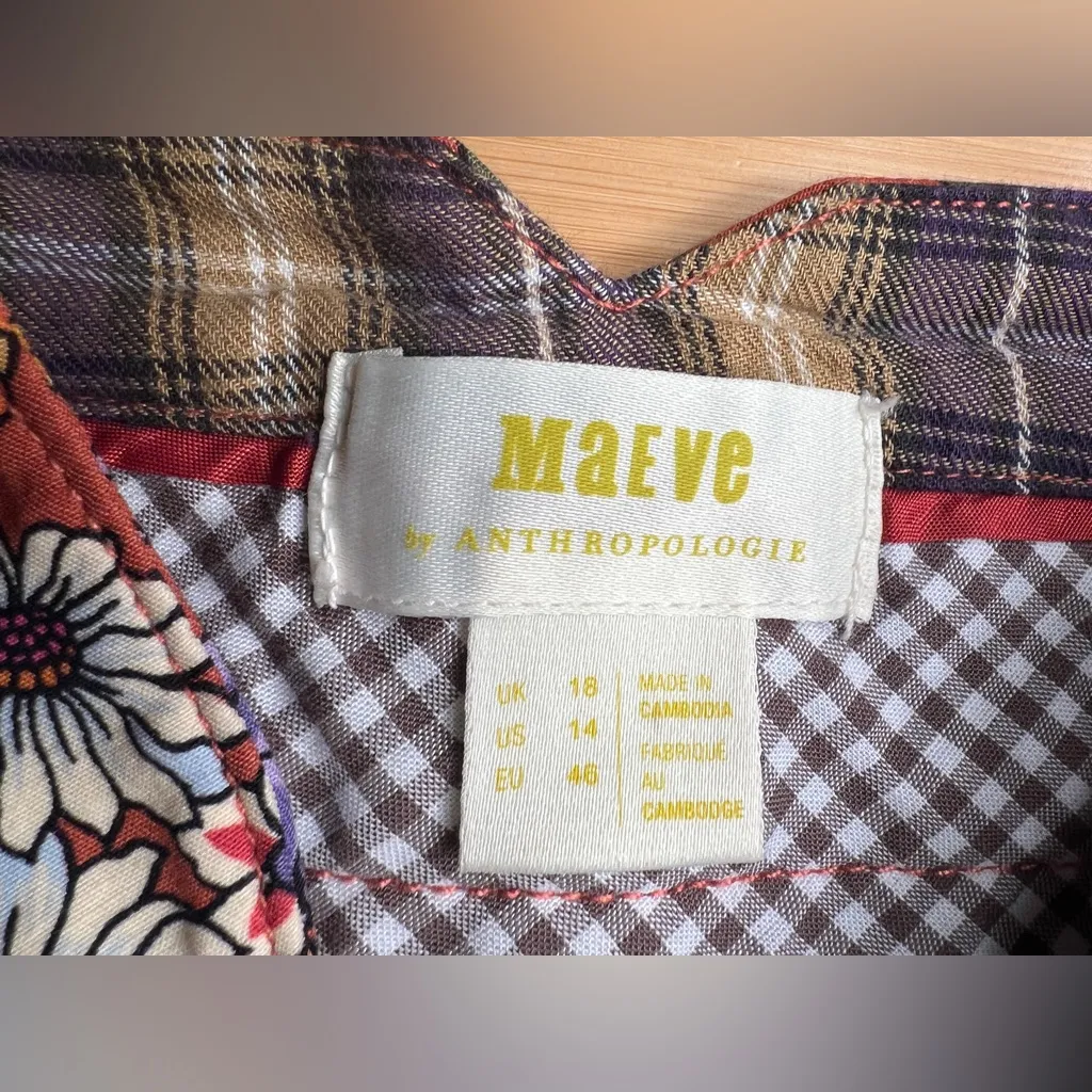 Anthropologie Maeve Floral Flower Power Wide Leg High Waist Crop Pants|Size:14 - Image 9