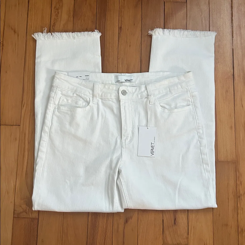 NWT Vervet Melissa Optic White Mid Rise Straight Jeans - Image 2
