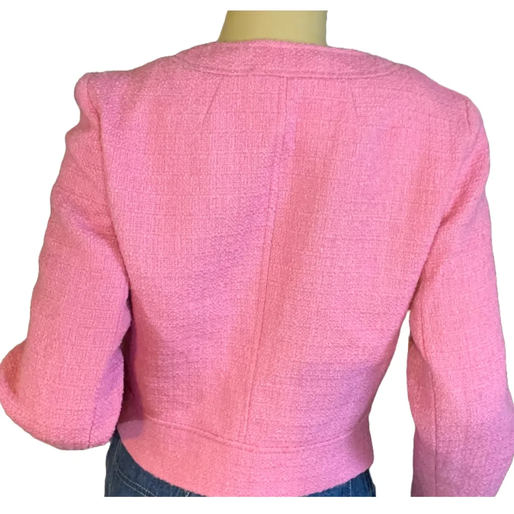 J. CREW PINK WOOL BLEND "COLLARLESS LADY JACKET IN MARITIME TWEED" BLAZER (4) - Image 5