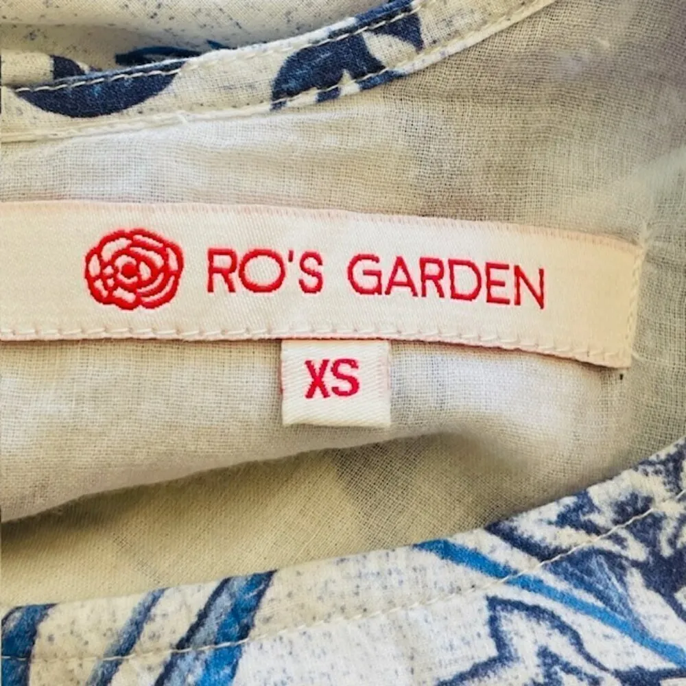 Ro’s Garden Floral Mini Ruffled Tiered Dress Rene Tiffany Blue XS - Image 9