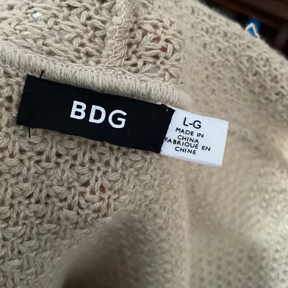 Cute and Cozy Urban Outfitters Cream Black Striped Wrap Sweater - Image 7