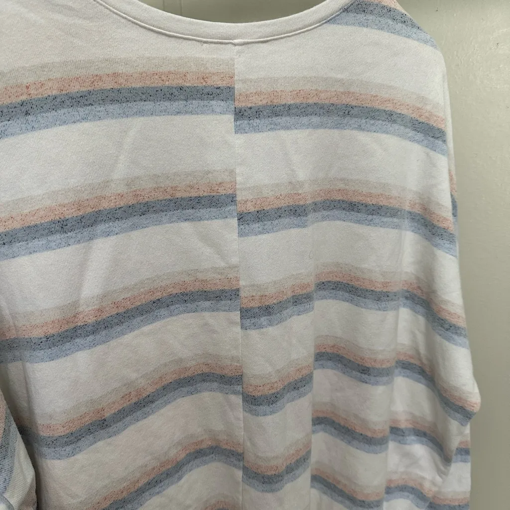 Easel White Blue Orange Striped Oversized Longsleeve Cotton Shirt size medium - Image 5