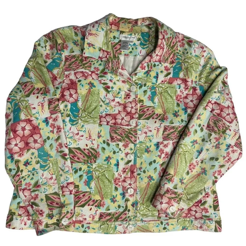 Coldwater Creek Women's Spring Multi-Colors‎ Floral Basic Jacket Blazer Size 2X - Image 3