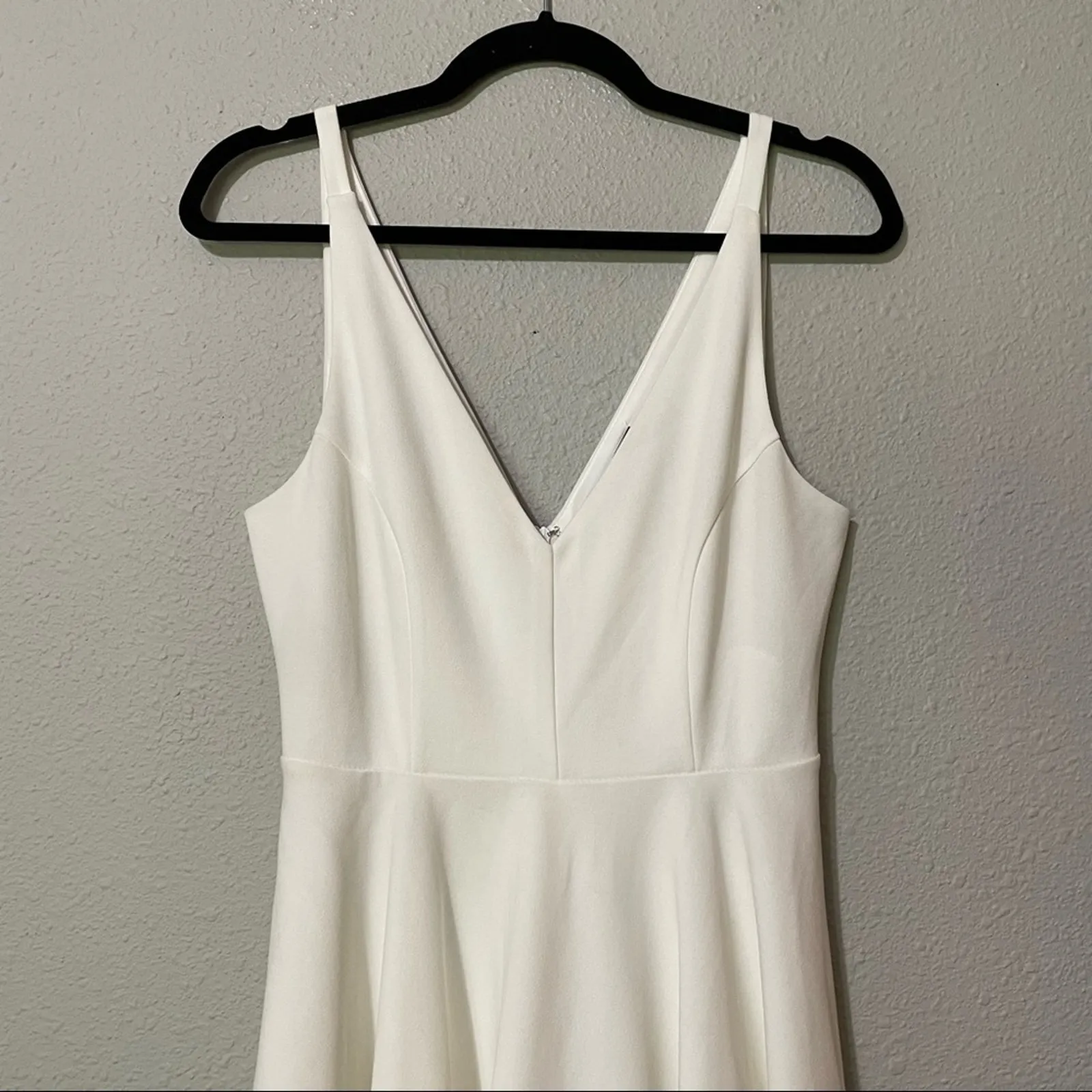 Lulus White V Neck Sleeveless Fit & Flare Mini Dress Womens M Bridal Prom Formal - Image 2
