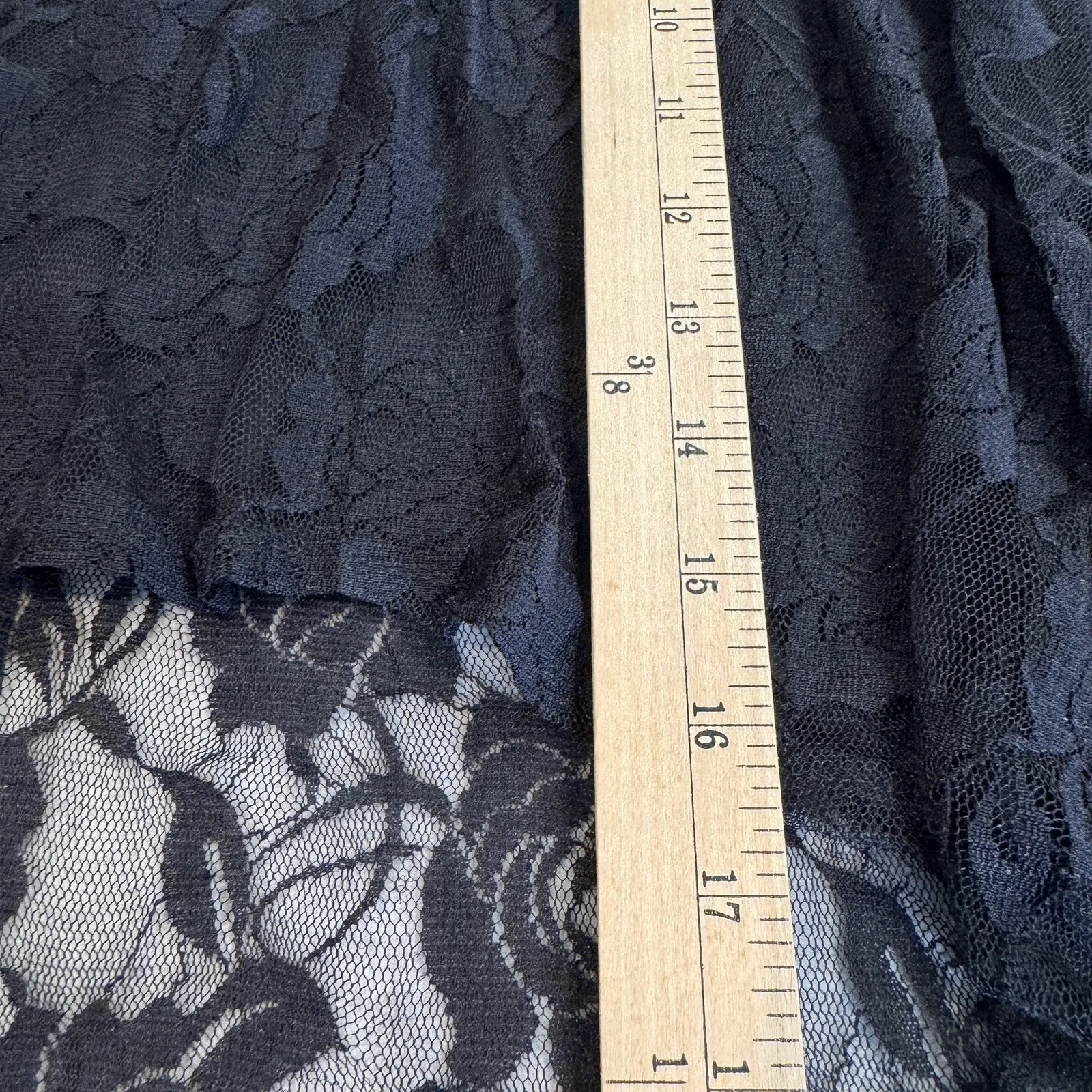 Vintage Y2K Brat Star High Low Skirt Womens L Lace Black Lace Whimsigoth Witchy - Image 9