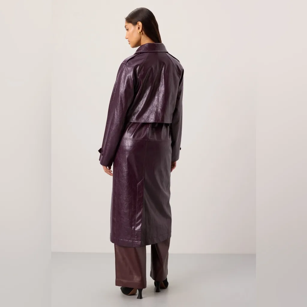 Rosetta Getty Layered Faux Leather Trench Coat - Image 4