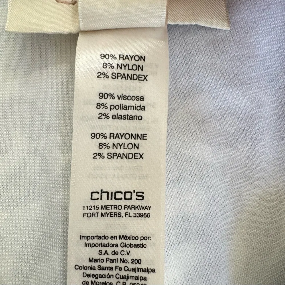 Chico’s Blue Fleur de Lis Patterned Slim Leg Knit Pull On Ankle Pants Size .5/6 - Image 9