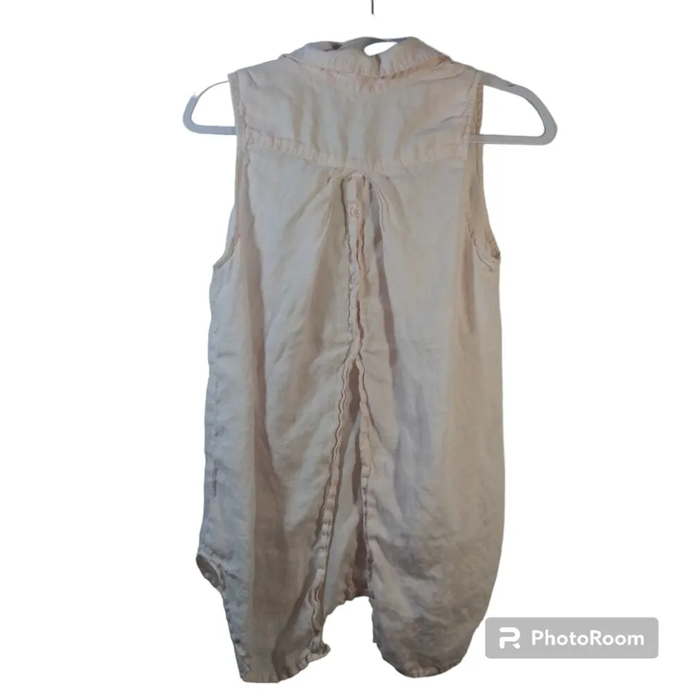 Bella Dahl Light Pink Linen Sleeveless Top Split Back Size M - Image 2