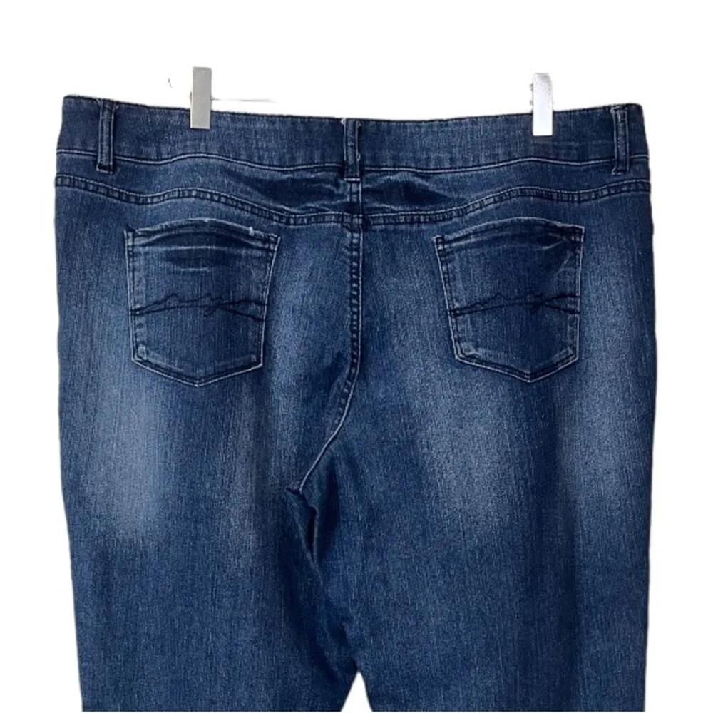 New York & Company Women’s Jeans Soho Mid Rise Boyfriend Distressed Plus Size 18 Blue - Image 5