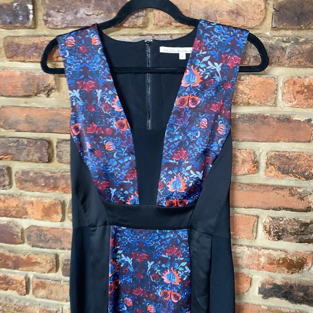 RACHEL Rachel Roy Black Blue Floral Sleeveless Sheath Midi Dress Women's Size 6 - Image 3
