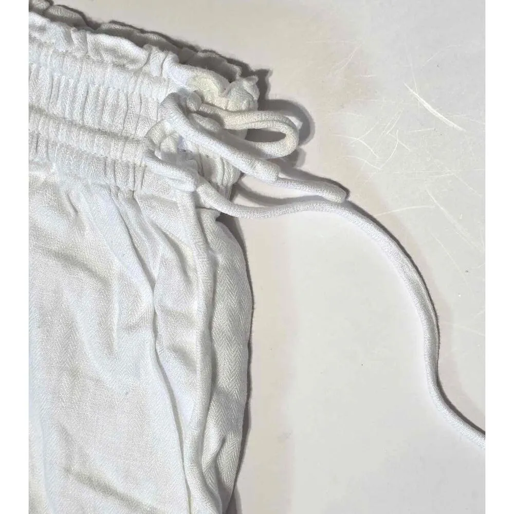 J Crew 100% Linen Side Tie Pull On Hi-Rise Shorts G4710 White XS - Image 12