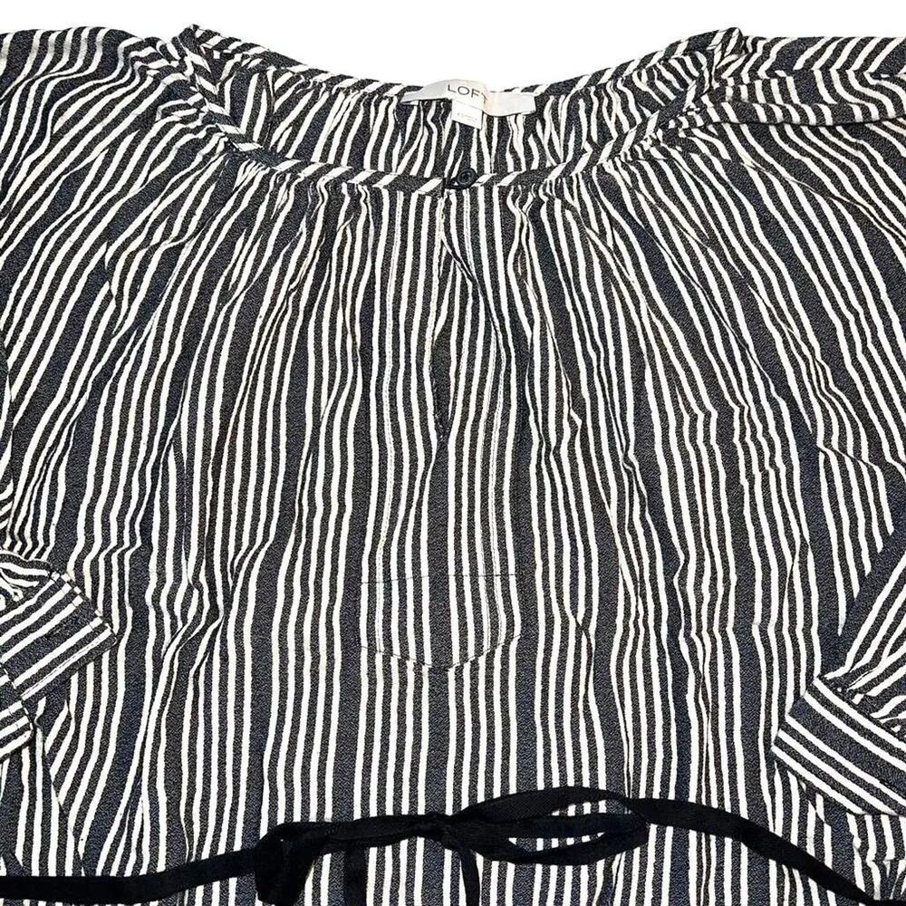 Ann Taylor LOFT Womens Tunic Dress Striped Belted Short Sleeves Pullover XS - Image 2