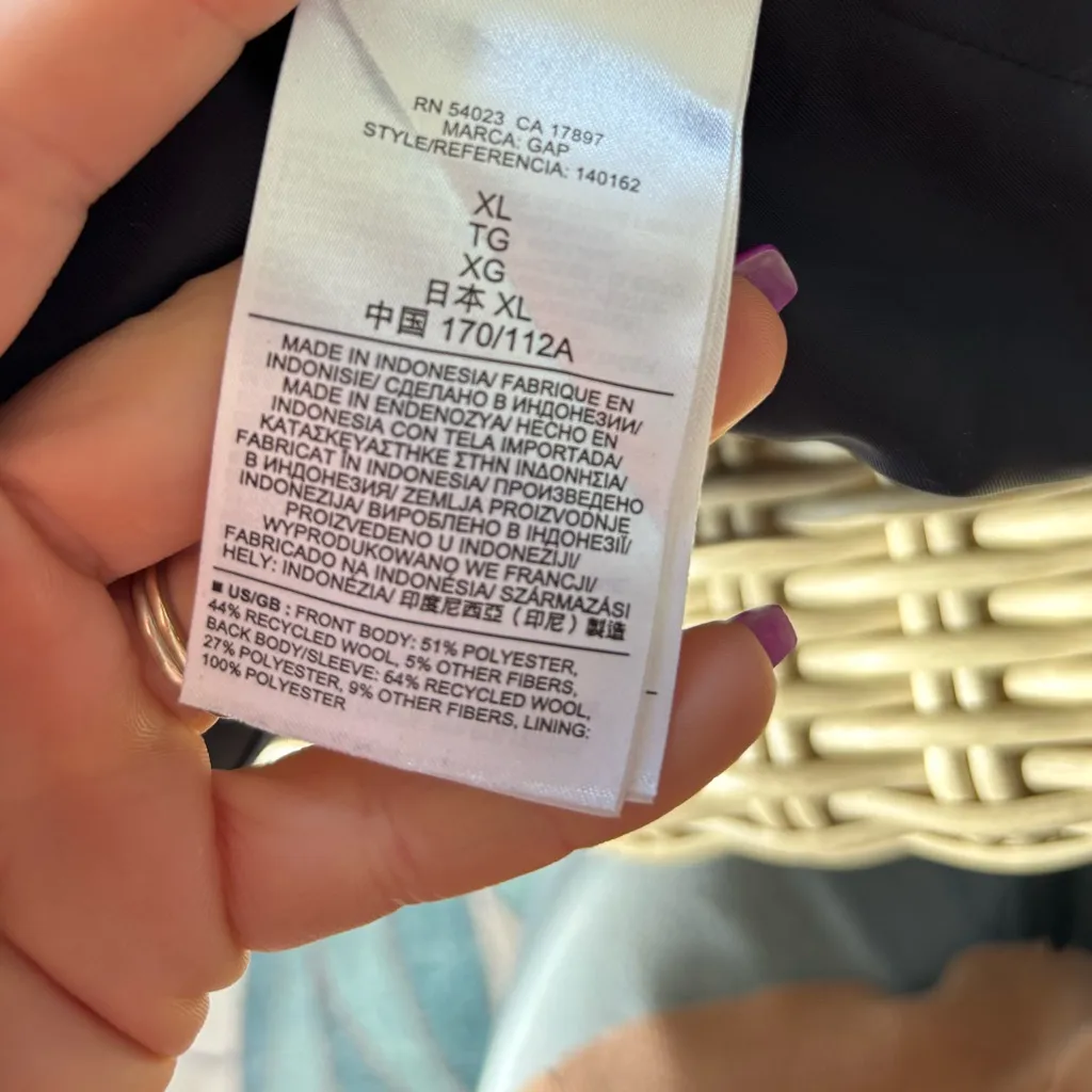 Gap Buffalo Plaid‎ Wool Blend Long Pea Coat XL winter Preppy snow layered - Image 11