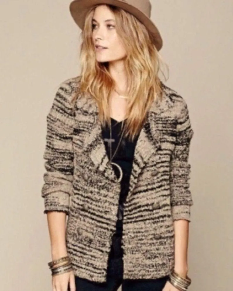 Free People Black and Tan Cardigan - Image 2