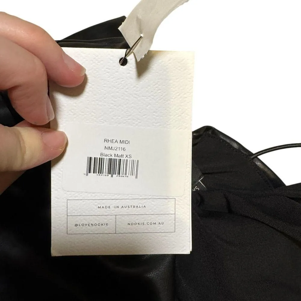 Nookie Rhea Faux Leather Midi Dress in Matte Black - Image 4