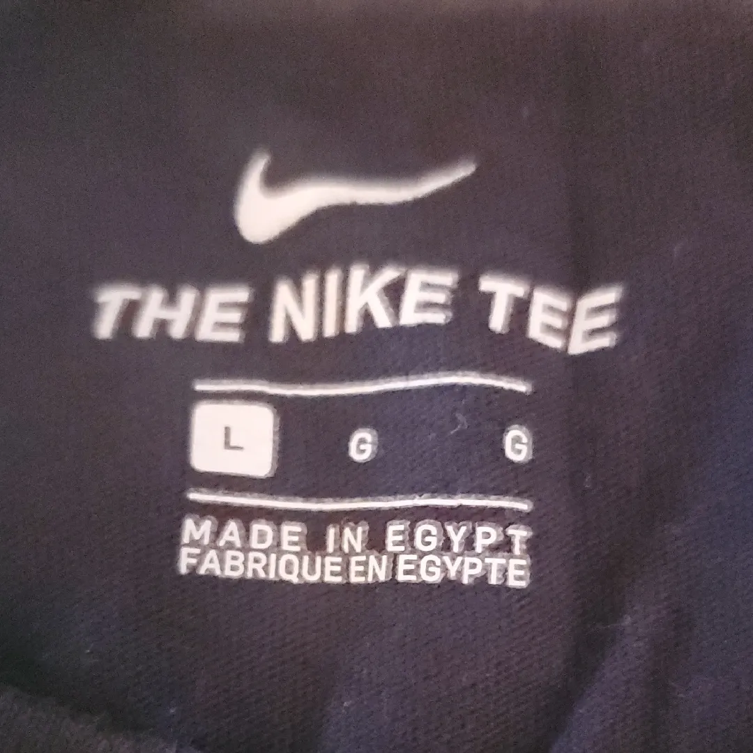 Nike Black Tee with White Logo Monogramed (L) - Image 2