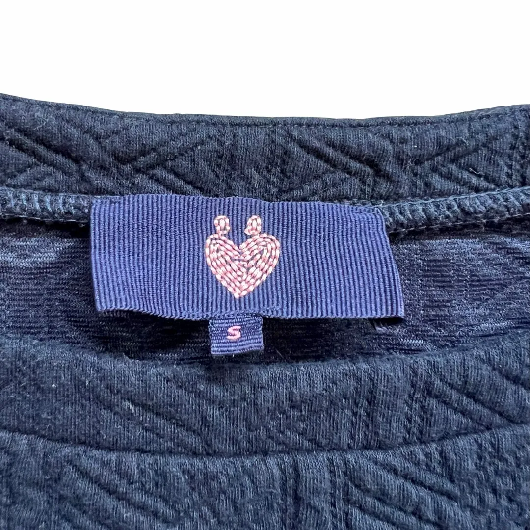 Lieblingsstuck Navy Blue 3/4 Sleeve Textured Quilted Top Scoop Neck Zip size S - Image 10