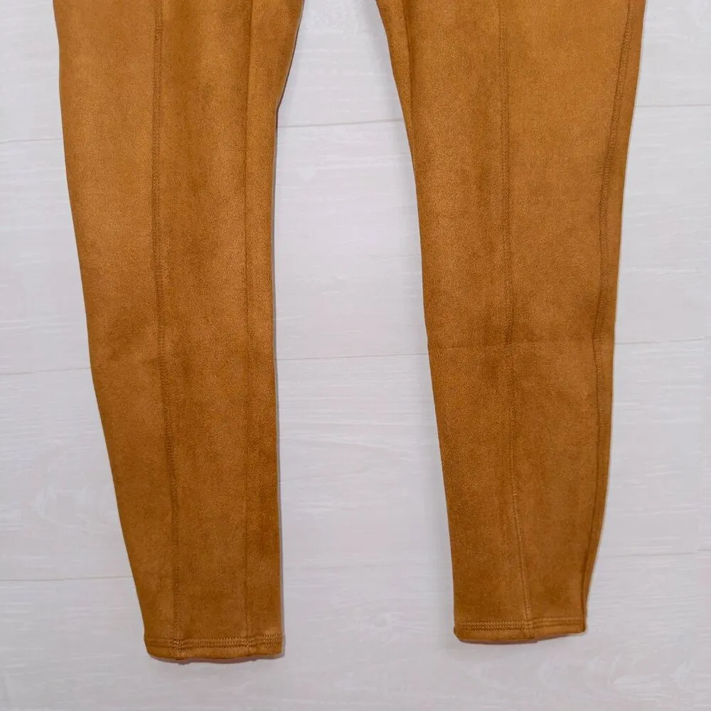 Spanx Women's Faux Suede Leggings in Rich Carmel size large - Image 4
