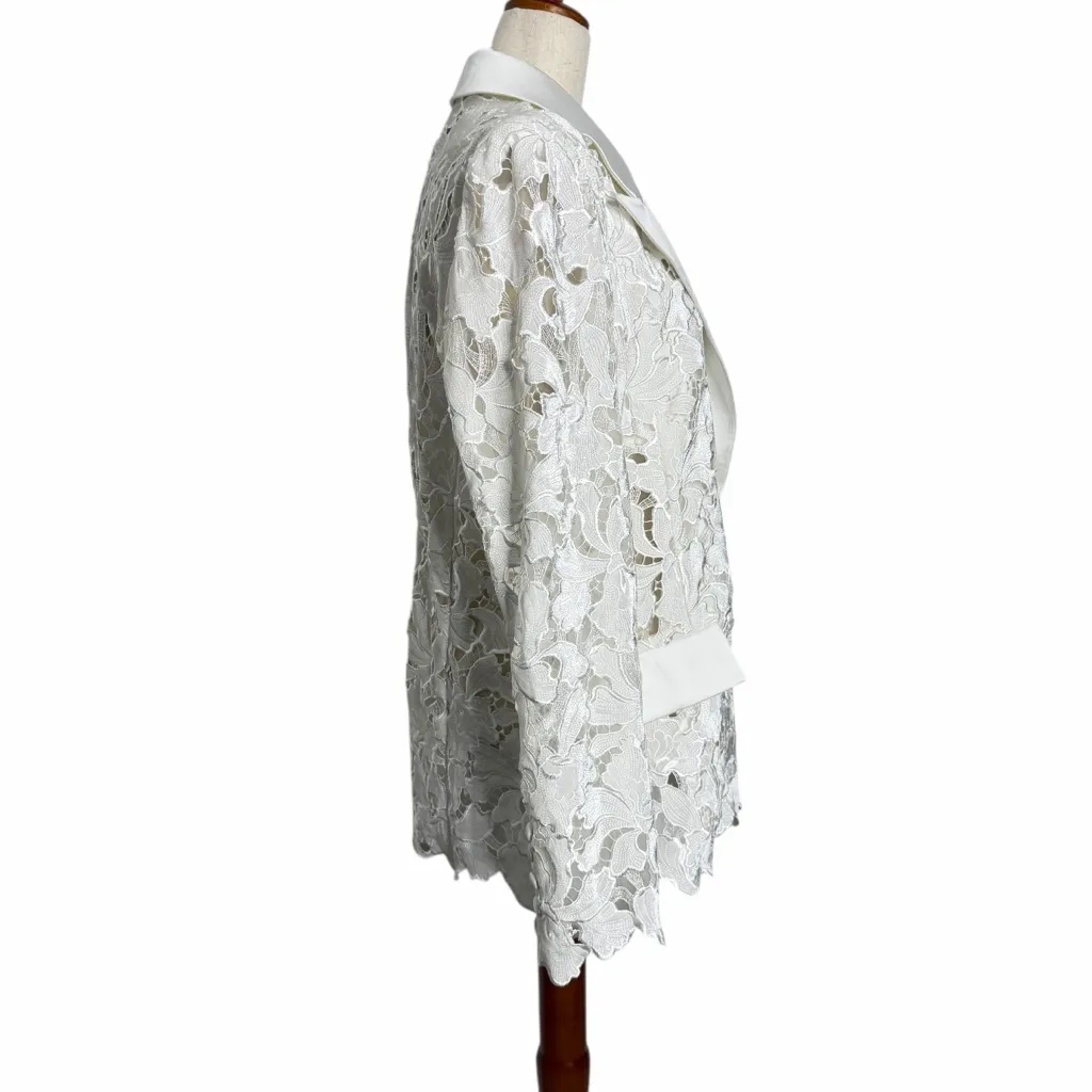 Nadine Merabi Velvet Lace Blazer White Size 12 - Image 9