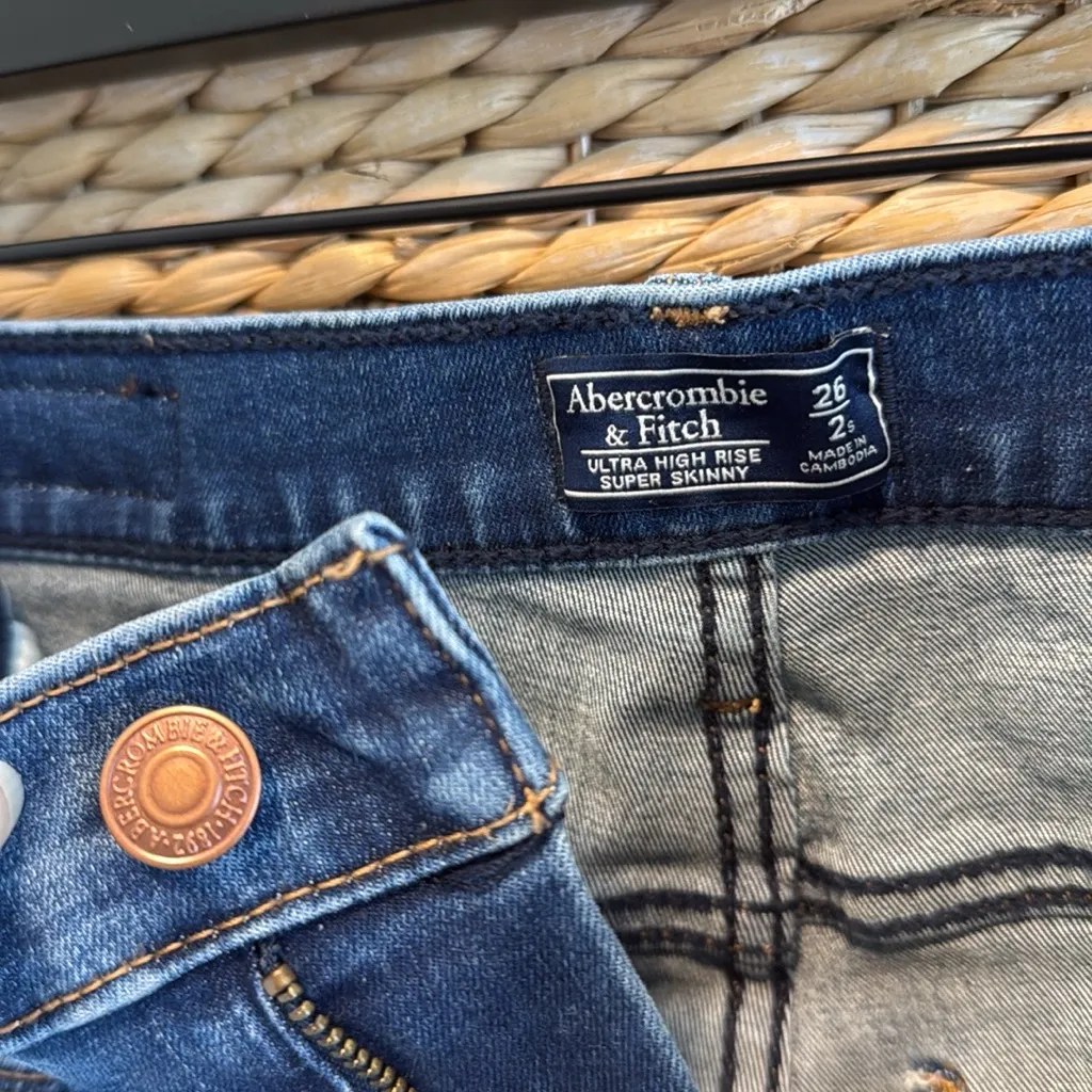 Abercrombie & Fitch Ultra High Rise Super Skinny Distressed Jeggings Jeans,26/2 - Image 7