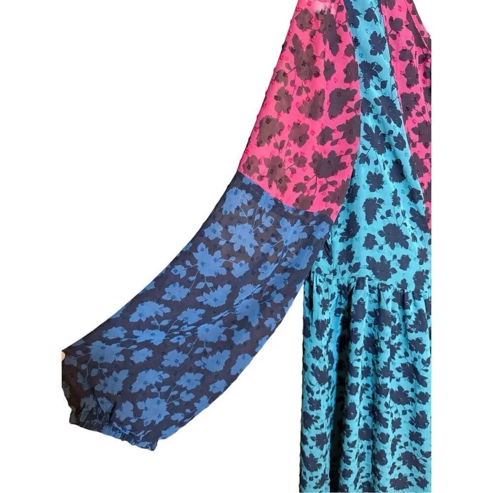 Matilda Jane a Little Party Floral Swiss Dot Velvet Dress Size L Red Green - Image 14