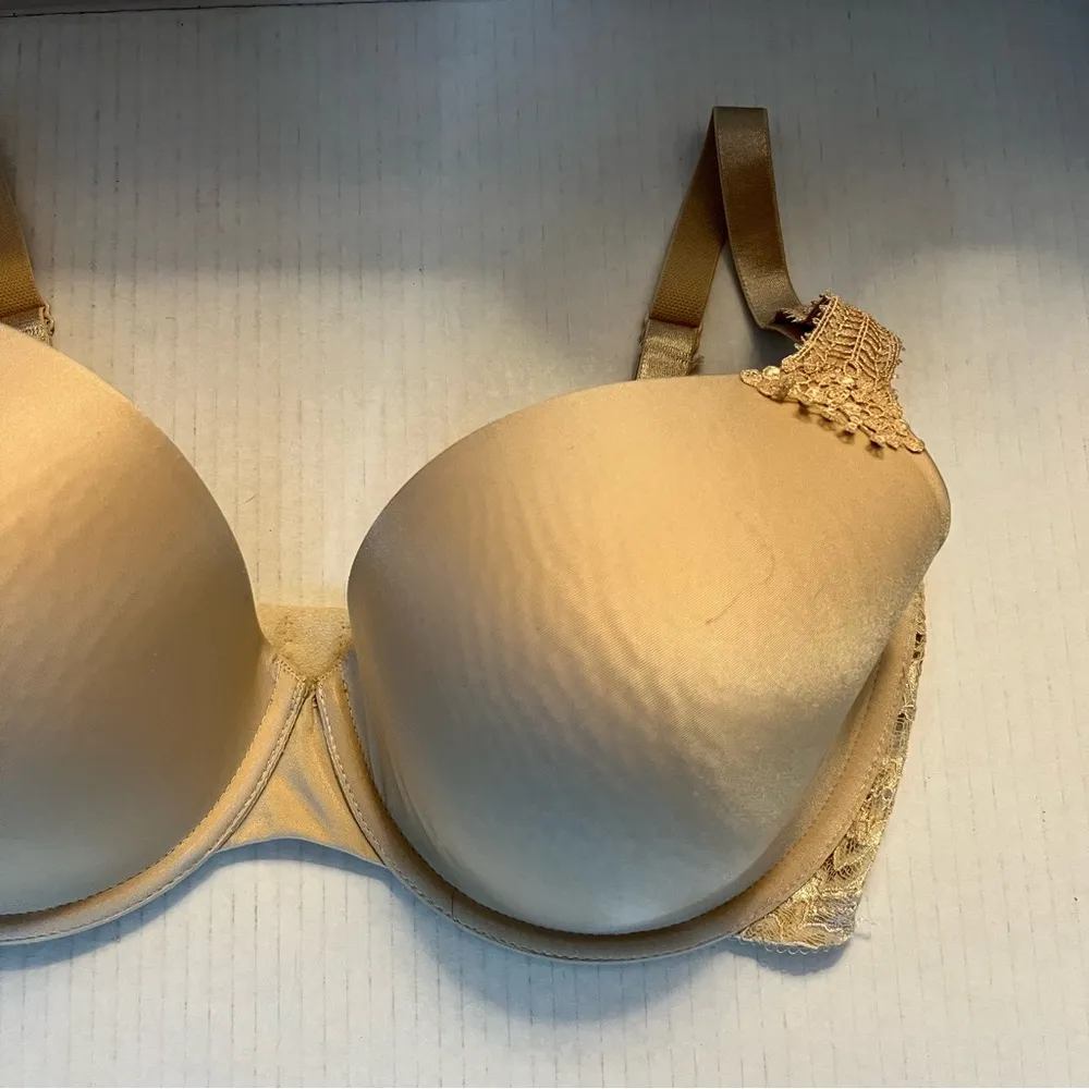 Wacoal Bra Beige Inspiration Seamless Contour Plunge T-Shirt Sz 36G GUC #853187 - Image 5