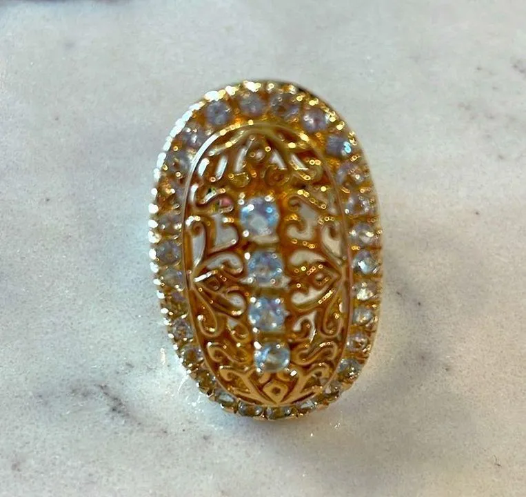 David Sigal Gold Plated Sterling Silver ring Size 8 - Image 3
