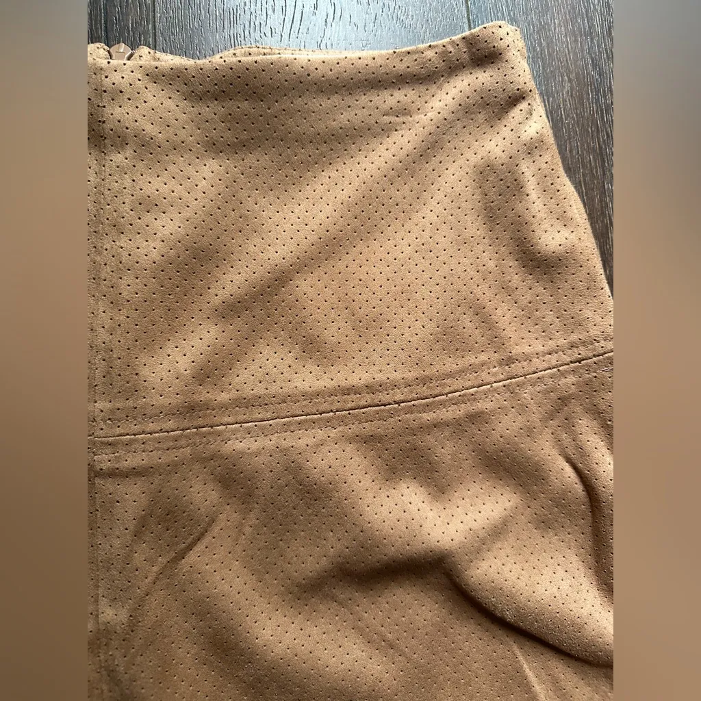 Jolt Faux Suede Camel Brown Mini Skirt - Image 2